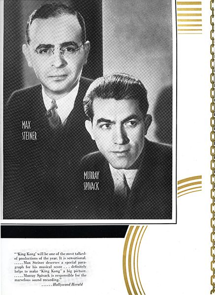 Newspaper clipping featuring Max Steiner and Murray Spivack